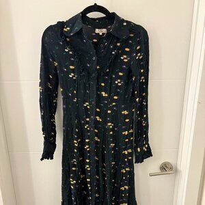 byTiMo Women's Long Sleeve Floral Long Dress Lace Collar size XS
